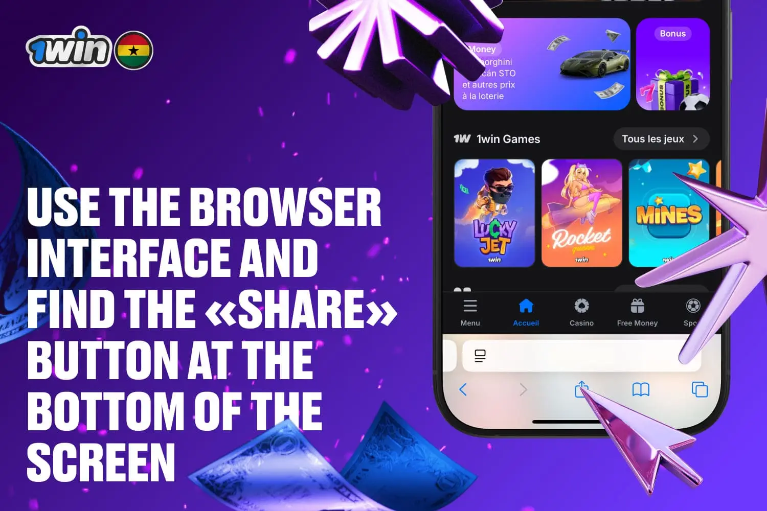 tap the share button at the bottom of the screen